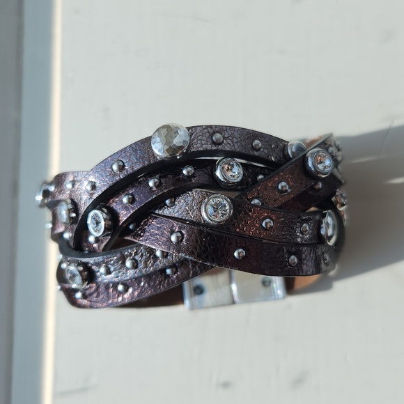 Brighton Silvertone & Leather Braided Bracelet - Picture 2 of 5